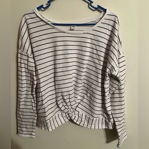 Old Navy Women's Long Sleeve light weight- White and Red Stripes